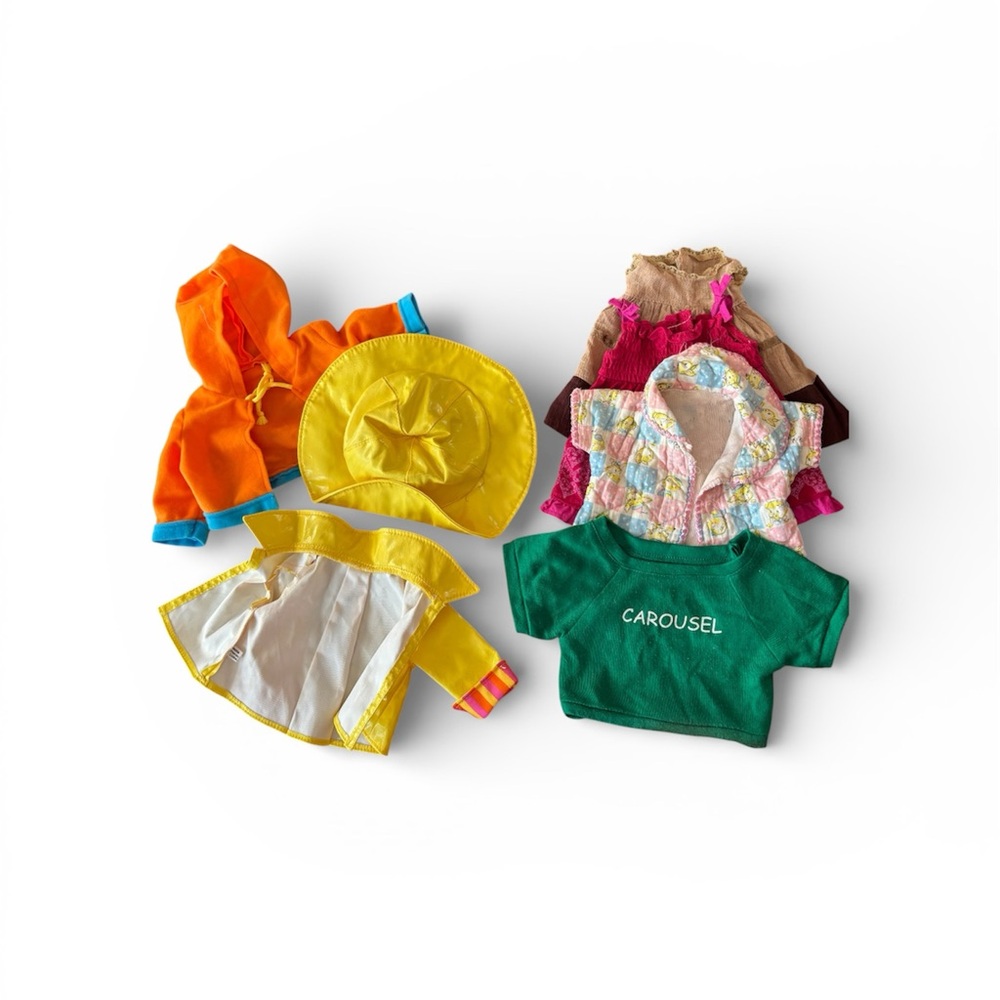 Bundle Of Doll Clothing Mixed Dresses, Rain Coat, Shirt, robe Mattel Unbranded